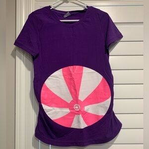 MamaGama Beach Ball Summer Maternity Purple Pink Short Sleeve Shirt Size M NWOT